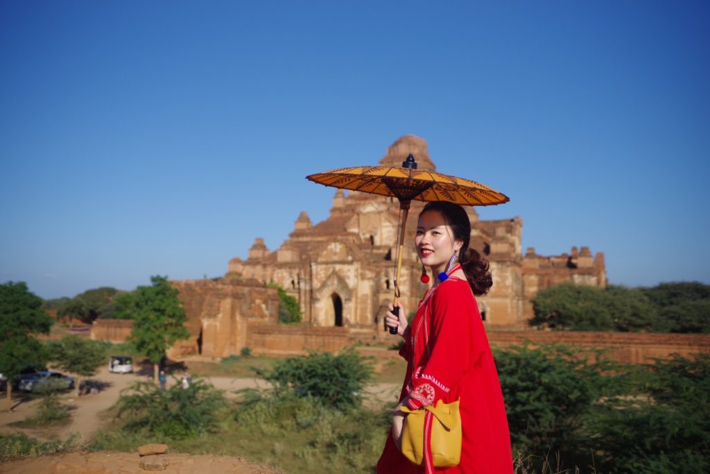 5 Days in Myanmar Itinerary: Explore Yangon, Bagan, and Mandalay 11 posing in front of Dhammayangyi Temple