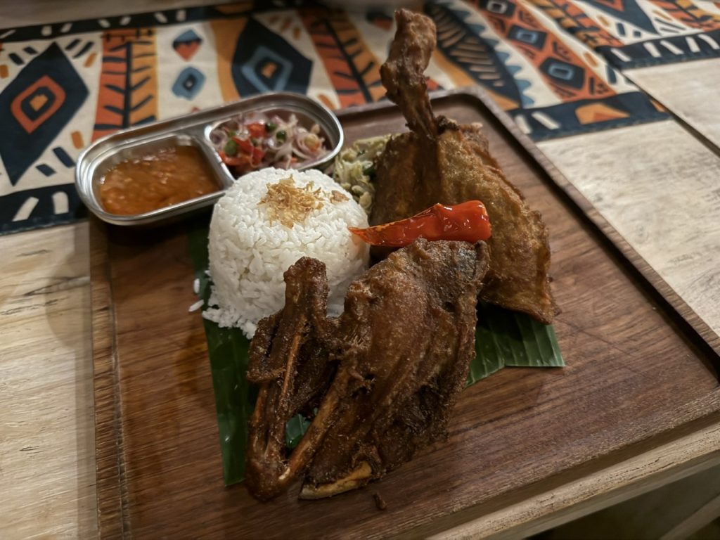 Mara River Safari Lodge Bali Review: Family-Friendly Safari Stay in Bali 17 Tsavo Lion Restaurant crispy duck with rice