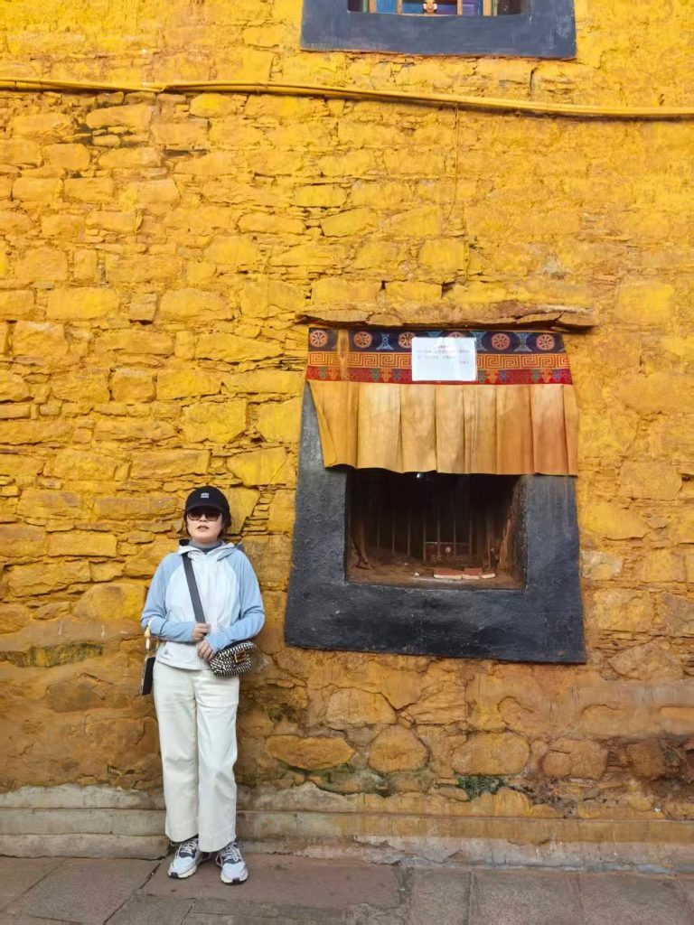 Yellow wall in Lhasa old town near Barkhor
