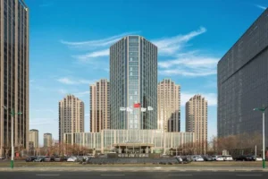 JW Marriott Hotel Harbin River North exterior in Songbei District beneath a clear blue sky