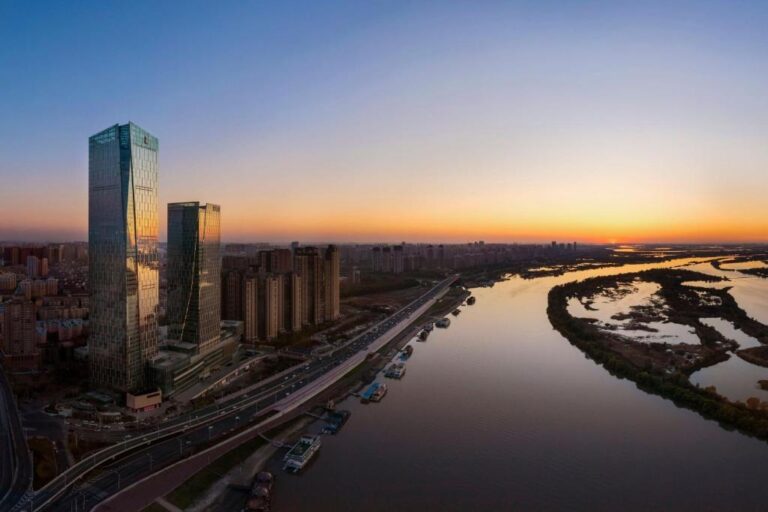 The Ritz-Carlton Harbin tower overlooking the Songhua River in Daoli District