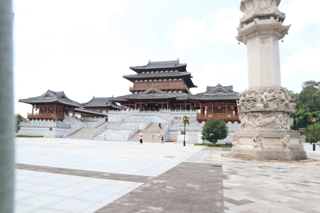 Dazu Rock Carvings Chongqing: Complete Guide to the UNESCO Buddhist Site 13 Traditional Chinese temple architecture at the entrance of Dazu Rock Carvings site in Chongqing.