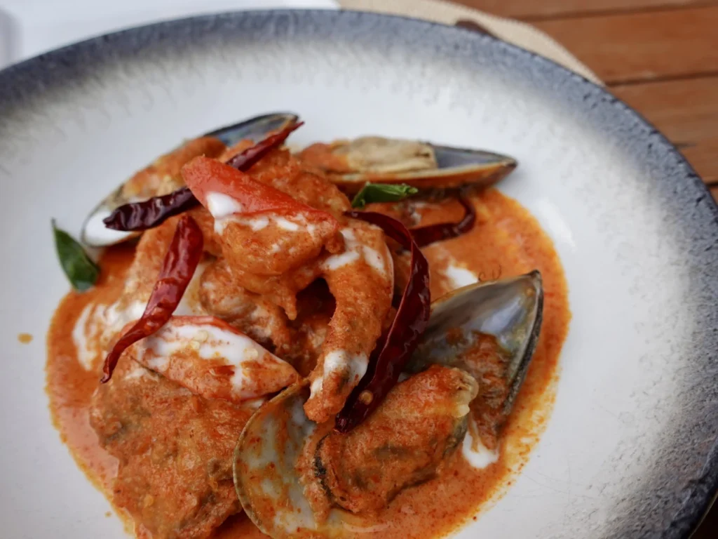 sala rattanakosin eatery and bar Review: Riverside Dining in Bangkok 11 Seafood red curry dish served at sala rattanakosin eatery and bar in Bangkok