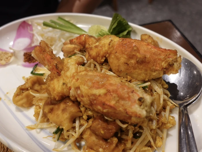 Pad Thai with giant river prawns at The Local Bangkok