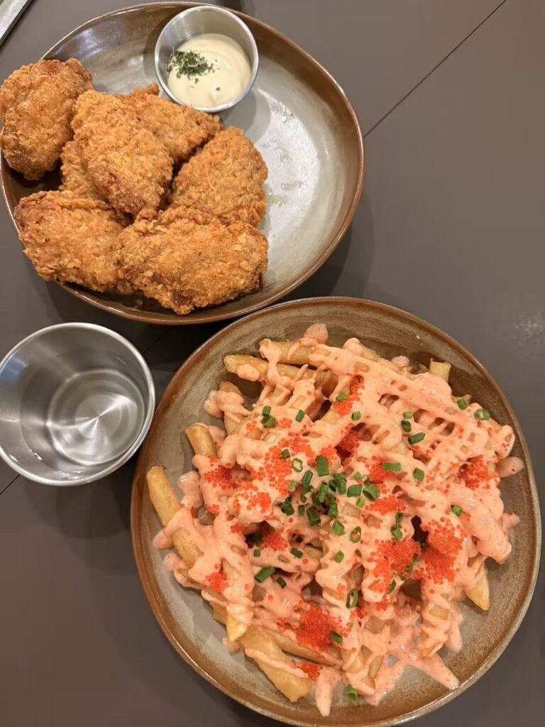 mentaiko fries and crispy mid wings served at Yeast Side Singapore