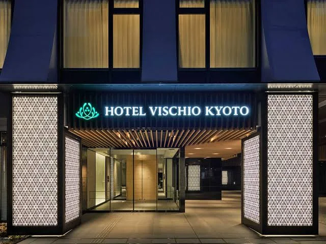 Hotel Vischio Kyoto by GRANVIA entrance exterior at night near Kyoto Station