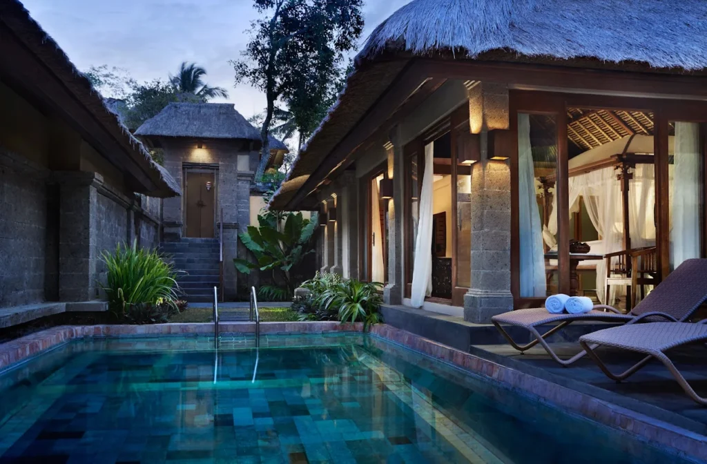 5 Best Halal Honeymoon Resorts in Bali: Villas & Muslim-Friendly Stays 7 Kamandalu Ubud private pool villa Bali halal-friendly honeymoon resort with secluded romantic setting