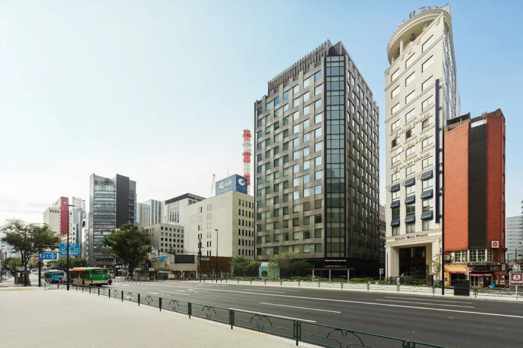 6 Best Boutique Hotels in Ginza Tokyo: Stylish & Unique Stays Guide 11 Millennium Mitsui Garden Hotel Tokyo exterior building along Ginza street with modern architecture and city surroundings
