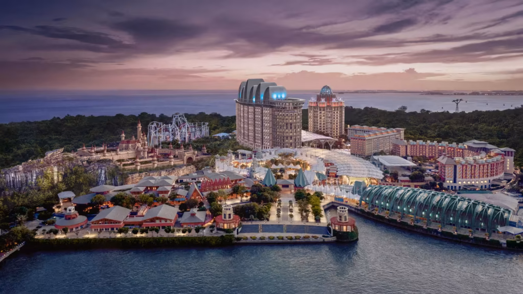 Resorts World Sentosa hotels near Universal Studios Singapore with modern resort buildings and entertainment complex