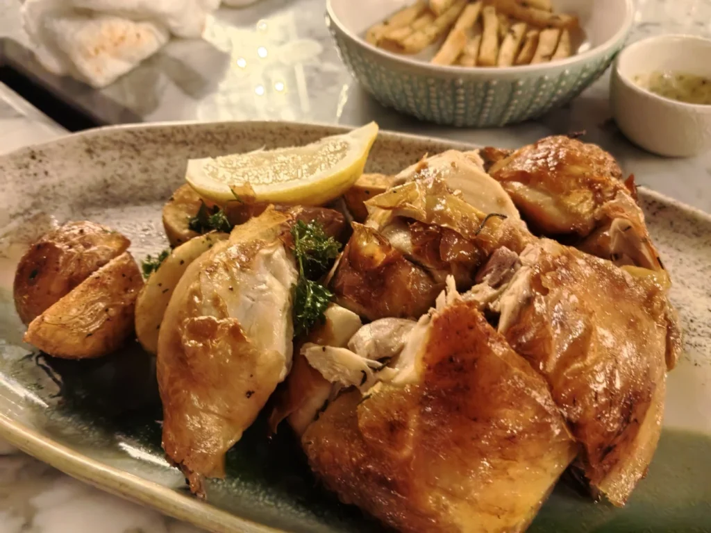 Roasted chicken with potatoes served at Terra Mare restaurant InterContinental Danang