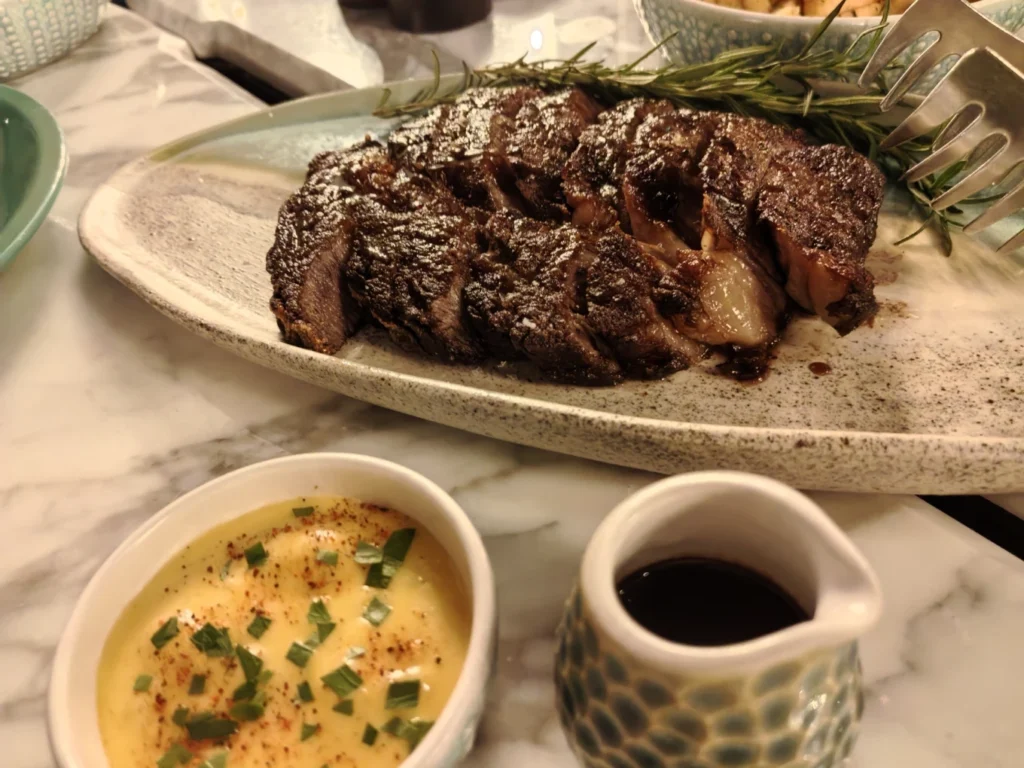 Grilled steak with sauce served at Terra Mare restaurant InterContinental Danang