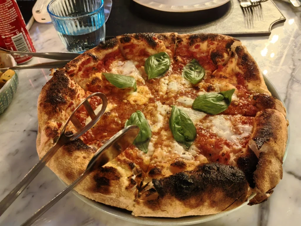 Margherita pizza with basil at Terra Mare restaurant Danang