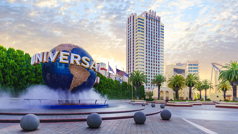 The Park Front Hotel at Universal Studios Japan with iconic Universal globe Osaka entrance view