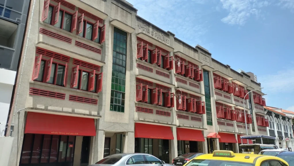 The Vagabond Club Singapore boutique hotel exterior with art deco design in Little India