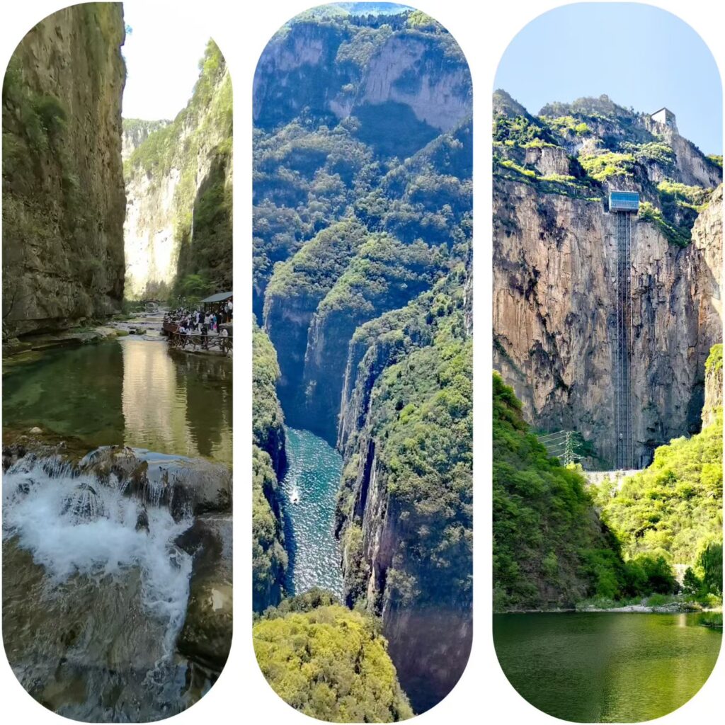 Baquan Gorge Travel Guide: How to Visit Shanxi’s Hidden Canyon Gem 11 Traditional Chinese pavilion overlooking Baquan Gorge mountains and valley landscape