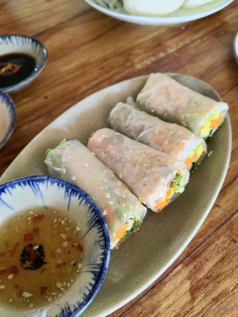 Mate Restaurant and Coffee Hoi An Review: Hidden Café Worth Visiting 7 Vietnamese fresh spring rolls with dipping sauce at Mate Restaurant Hoi An