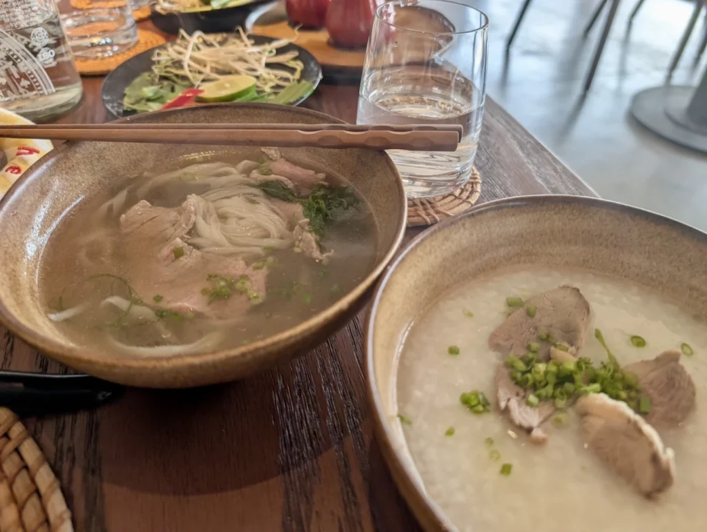 Vietnamese pho and local breakfast dishes at Namia River Retreat