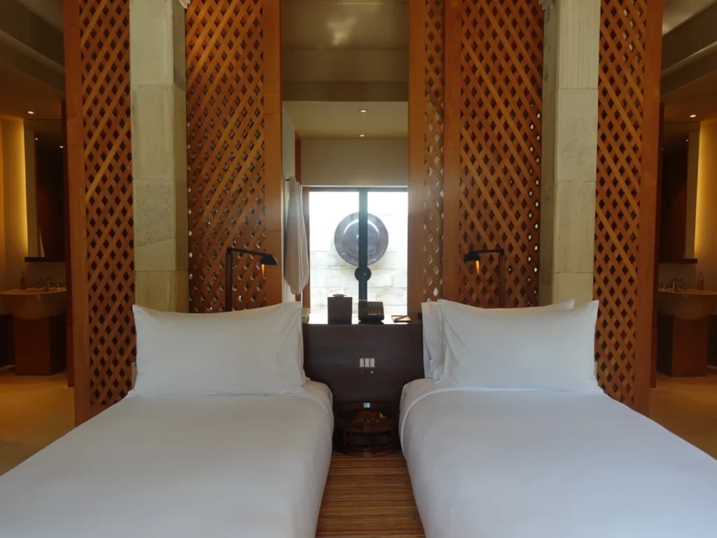 Amanjiwo Review: Is This Luxury Resort Near Borobudur Worth It? 23 Twin bedroom layout inside Amanjiwo luxury suite in Indonesia