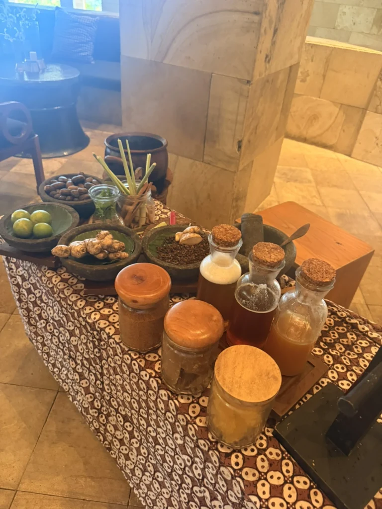 Amanjiwo Review: Is This Luxury Resort Near Borobudur Worth It? 28 Herbs spices and traditional jamu ingredients displayed at Amanjiwo resort breakfast area