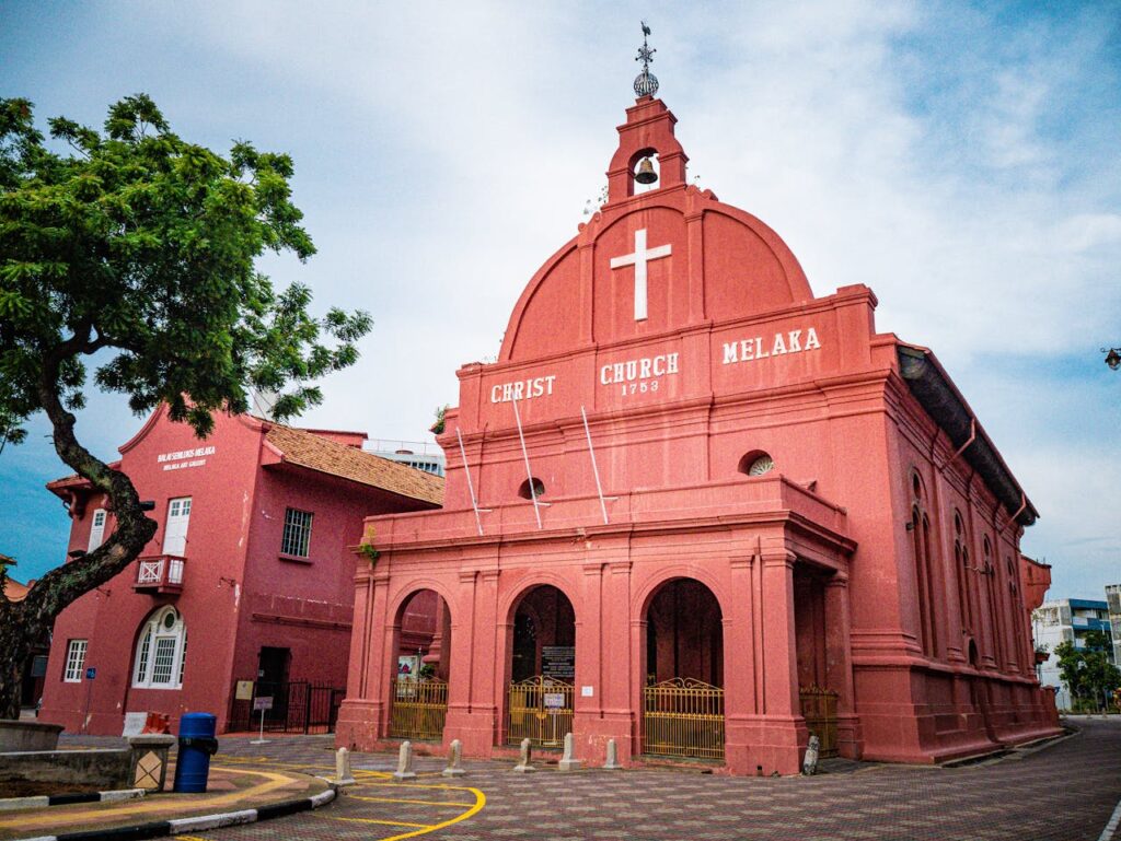 Christ Church Melaka historic red Dutch colonial church in Malacca Malaysia UNESCO heritage site