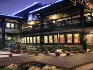Traditional courtyard architecture at Buddha Zen Hotel near Wenshu Monastery in Chengdu