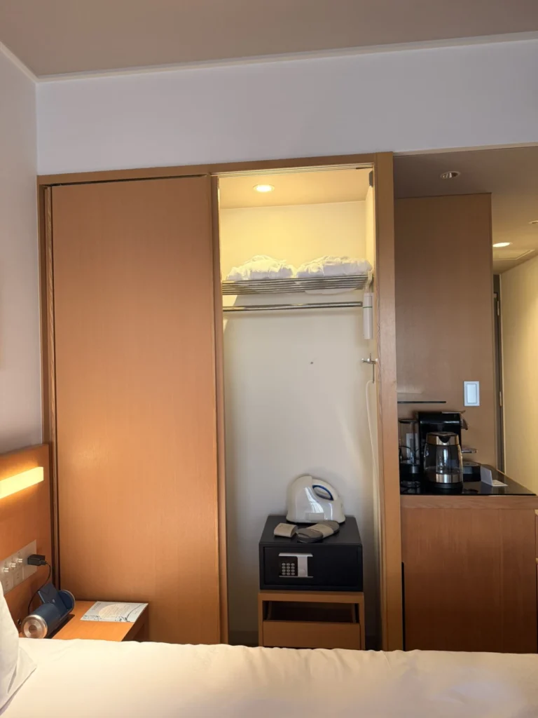 Wardrobe and coffee station inside Swiss Advantage Room