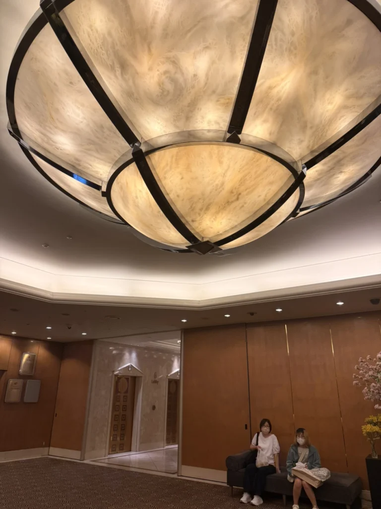 Elegant chandelier inside Swissôtel Nankai Osaka lobby
