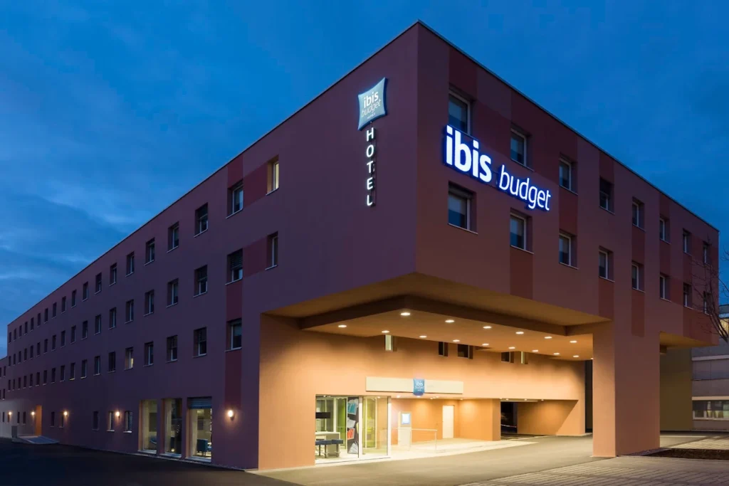 Exterior view of ibis budget Zurich Airport, an affordable hotel near Zurich Airport offering comfortable rooms and convenient access to the airport and city centre.