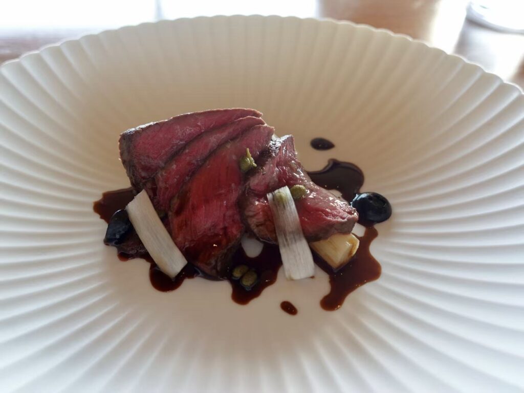 The Best Sunset View in Kyoto? Yasaka at Park Hyatt Kyoto Review 12 Summer venison with white asparagus and blueberries at Yasaka Kyoto