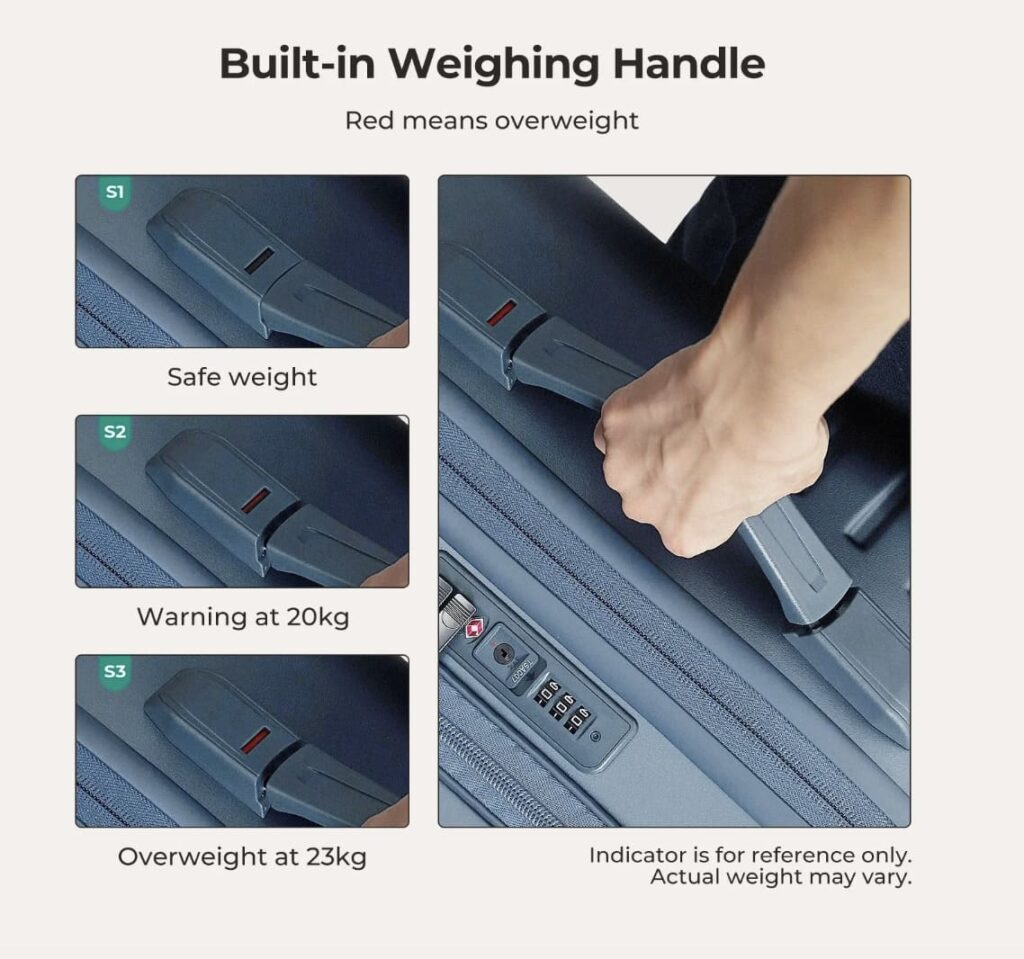 Bagsmart Getaway 30 Trunk Review: A Hands-On First Look at This 96L Checked Luggage 14 Bagsmart Getaway 30 Trunk built-in weighing handle showing 20 kg warning and 23 kg overweight indicator