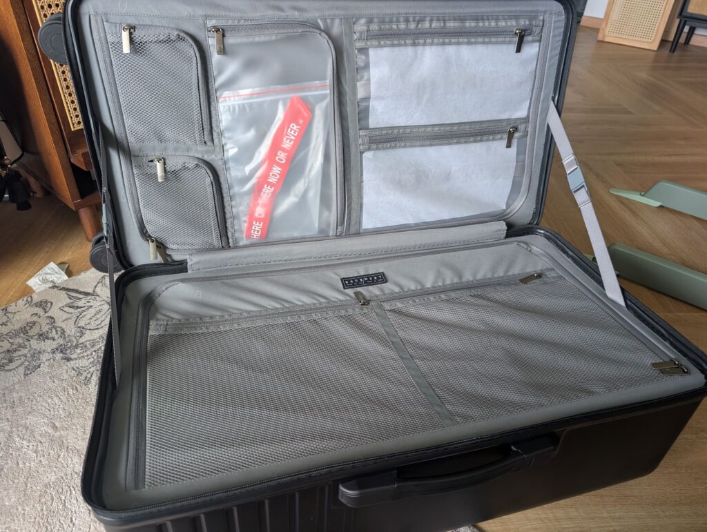 Bagsmart Getaway 30 Trunk Review: A Hands-On First Look at This 96L Checked Luggage 9 Open Bagsmart Getaway 30 Trunk showing organised lid compartments