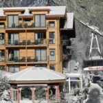 Hotel Silberhorn beside the Mürrenbahn cable car in snowy Lauterbrunnen
