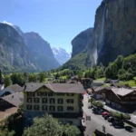 Hotel Staubbach beneath Staubbach Falls in Lauterbrunnen, Switzerland