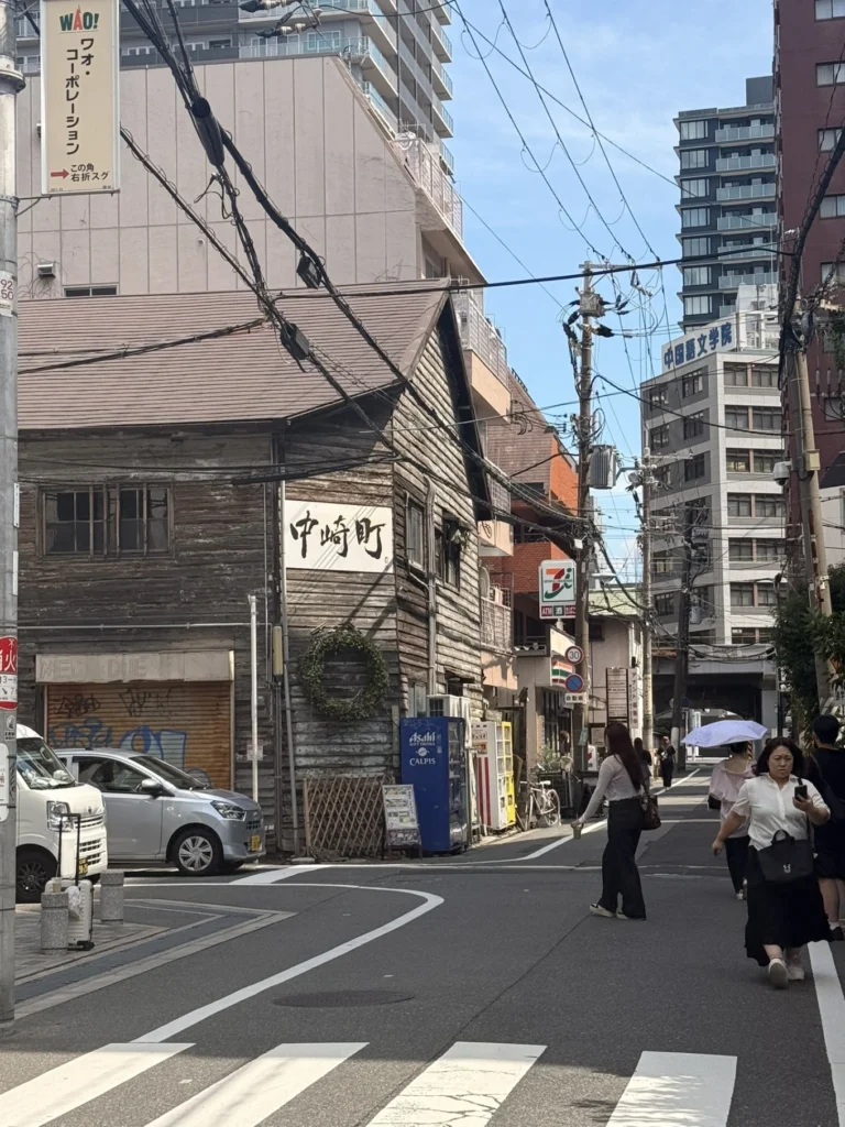 Nakazakicho Osaka City Walk: Exploring Osaka's Retro Neighbourhood 2 Nakazakicho Osaka street with retro wooden building and Nakazakicho sign