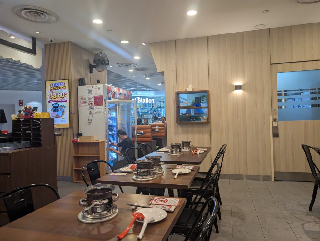 Interior of Chicken Hotpot restaurant at Compass One in Sengkang